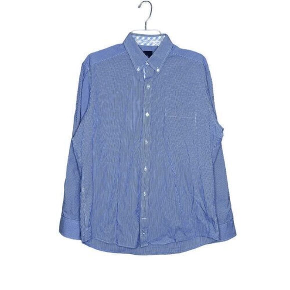 Tailorbryd Collection Mens Blue Gingham Long Sleeve Button Down Casual Shirt Siz